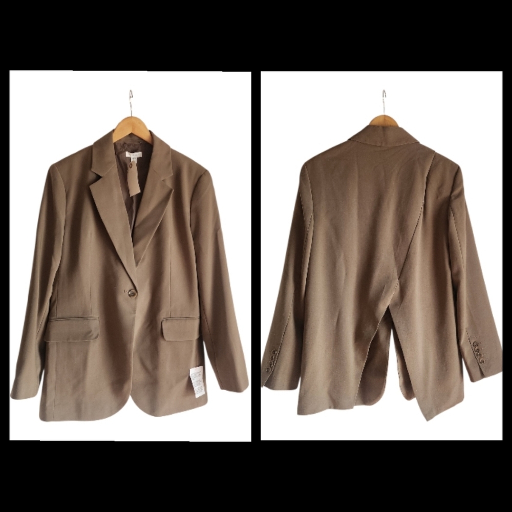 Topshop NEW Womens Tan Blazer With Back Cutout Sz 6 Scandi‎ Girl Chic